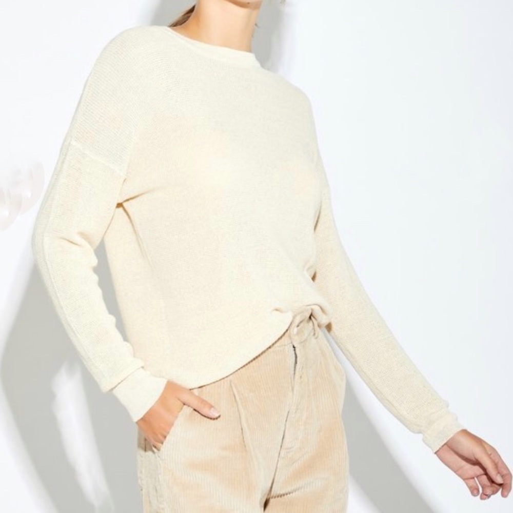 Callahan (Revolve) Melina Linen Blend Lightweight Slouchy Sweater in Crème